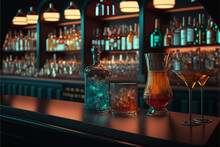 Cocktail Drinks, Alcohol, Bar Club And Disco, Luxury Glass, Generative Ai