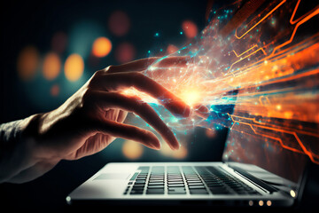 technology concept with AI (artificial intelligence) and deep learning machines. Ai generative content