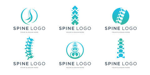 Chiropractic logo. spine logo collection with creative element concept Premium Vector
