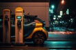 電気自動車が充電する風景、Generative AI