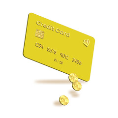 Wall Mural - gold credit card isolated. 3D style illustration.