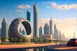 Dubai city future museum in 3d cartoonish style 