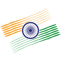 Wall Mural - Indian flag brush stroke tricolor with Ashok chakra vector illustration eps