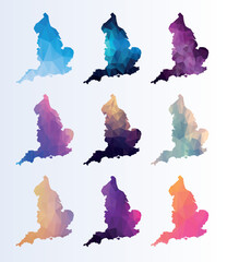 Sticker - Set low poly maps of England