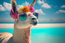 Llama Vacation, Lounging, Animal Trip, Beach, Holiday, Fun In The Sun, Travel