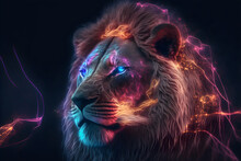 Lion Abstract Neon Portrait Photography