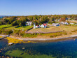 Warwick Lighthouse aerial view at Warwick Point in city of Warwick, Rhode Island RI, USA. 