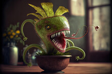 Ai Midjourney Generated Illustration Of Carnivorous Plant Monster