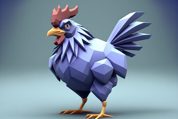 Canvas Print - 3D Cartoon Animation Geometric Chicken