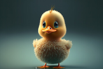 Wall Mural - Cute yellow 3D duck