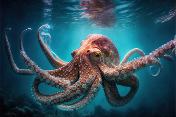 Wall Mural - Octopus in the sea generated with AI