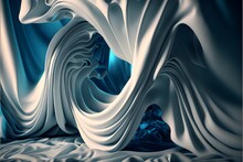 Surrealism White And Blue Cloth Smooth Waves Futuristic Intricate Colors Combined Between Each Other 8k 3d 