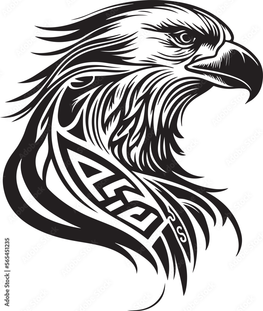 Vector illustration of eagle head with celtic ornament
