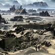 Apocalyptic wasteland after a nuclear fallout apocalypse sci-fi video game movie concept art