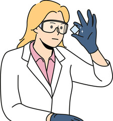 Wall Mural - female researcher analyze chemical element