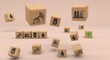 © Alberto - wooden cubes representing the invasion and degradation of fossil fuels in nature (3d illustration)