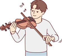 Happy Man Play Violin