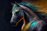 Fototapeta Konie - Kolorowy koń malowany