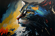 Kot malowany akrylem abstrakcja