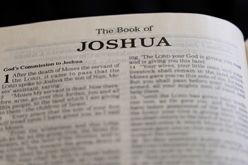 Canvas Print - title page from the book of Joshua in the bible or torah for faith, christian, jew, jewish, hebrew, israelite, history, religion