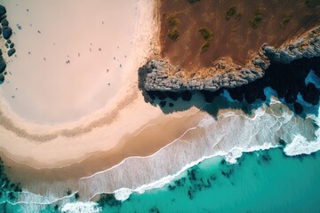 Wall Mural - A Bird's-Eye View of the Beach from Above Generative AI