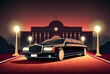 cartoon illustration, black luxury limousine, generative AI