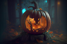 Illustration Of A Halloween Pumpkin Head
