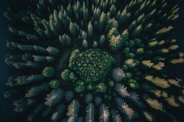 Wall Mural - Marvelous Drone View of Forest's Panoramic landscape Nature Generative AI