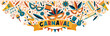 Carnaval - Bannière - Titre et illustrations colorées autour de mardi gras - Masques et musique