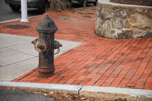 Old Fire Hydrant On The Street Stone Cement Sidewalk 