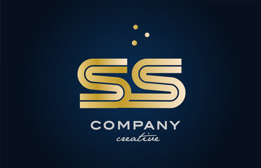 gold golden SS combination alphabet bold letter logo with dots. Joined creative template design for company and business