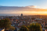 Fototapeta Nowy Jork - Ancient Historic City in Europe. Rome, Italy. Colorful Sunset Sky.