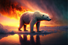 polar bear and global warming climate change , ice melt,generative ai