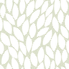 Leaves Pattern. Green Leaves Seamless Vector Background, Nature Flat Geometric Leaf Print