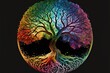 © Adames Art Studio - Tree of Life in the shape of the Moon - displayed as a rainbow in the Night - Ai Art