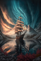 Wall Mural - ship in the sea