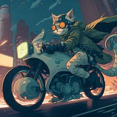 Poster - cat on a motorcycle