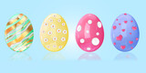 Fototapeta  - Set of glossy Easter eggs. Bright 3d eggs for your resources. Vector 3D graphics in high quality