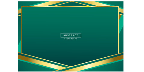 Vector abstract luxury dark green overlap layer with golden line on green background