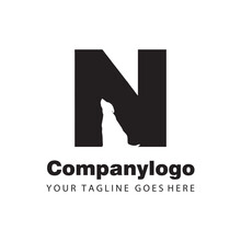 Letter N Silhouette Dog For Logo Company Design