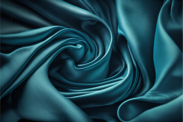 blue fabric texture, background. folds close up