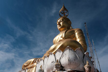 Buddha Statue On The Viewpoint In Tiger Cave Temple On Sunny Day. Krabi, Thailand.