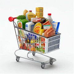 Supermarket cart full of products, Ai