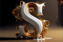3d Golden Text With The Letter S
