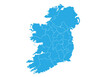 ireland map. High detailed blue map of ireland on PNG transparent background.
