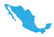 mexico map. High detailed blue map of mexico on PNG transparent background.