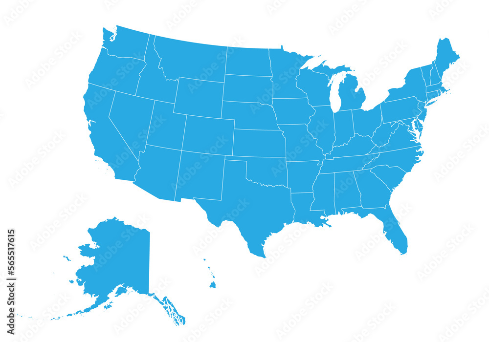 usa map. High detailed blue map of usa on PNG transparent background. Stock Illustration Adobe
