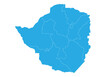 zimbabwe map. High detailed blue map of zimbabwe on PNG transparent background.