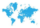 Fototapeta Sport - world map. High detailed blue map of world on PNG transparent background.