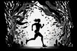© surassawadee - Visual drawing silhouettes of runner from start to finish
